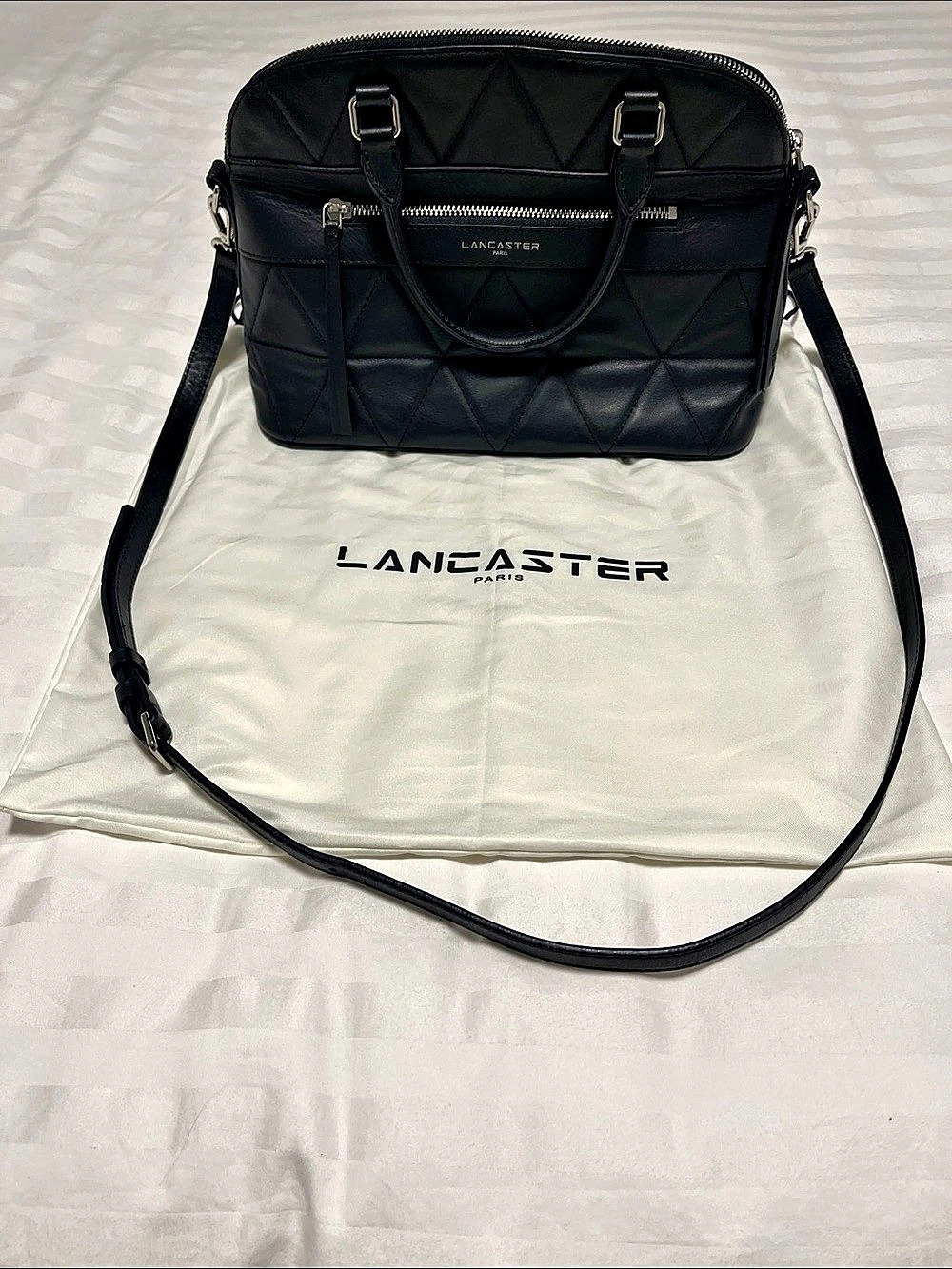 Lancaster Quilted Black Satchel Like New
